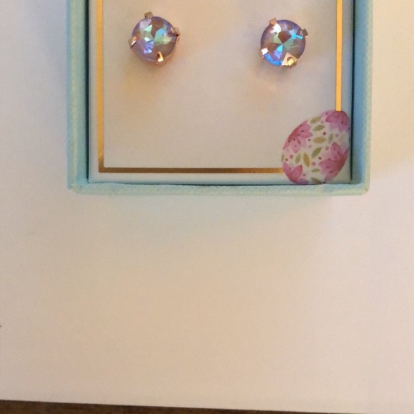 Greige Crystal Earrings - Picture 4 of 7